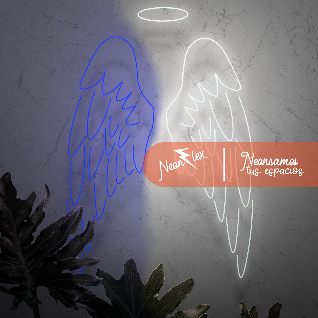 Alas Angelicales en neon 60x73 cm