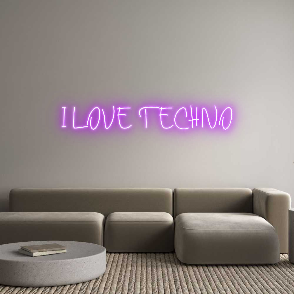 Neonflex® I LOVE TECHNO Neonflex | Avisos en Neónflex | avisos personalizados en neonled