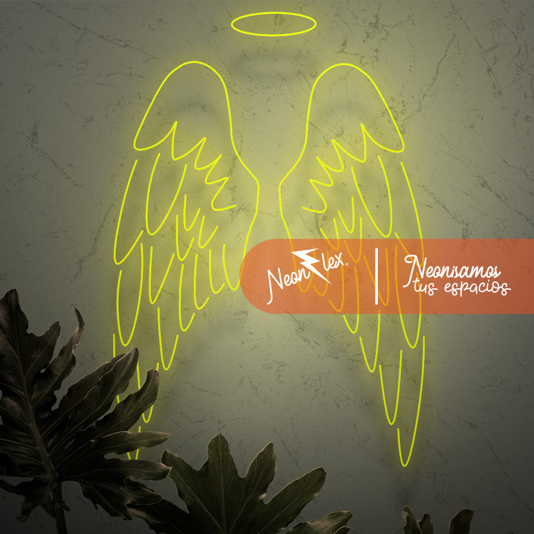 Alas Angelicales en neon 60x73 cm