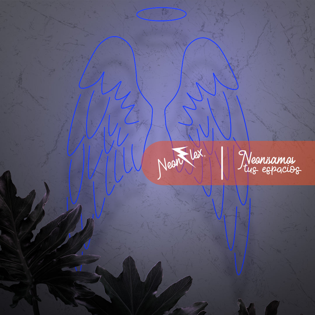 Alas Angelicales en neon 60x73 cm