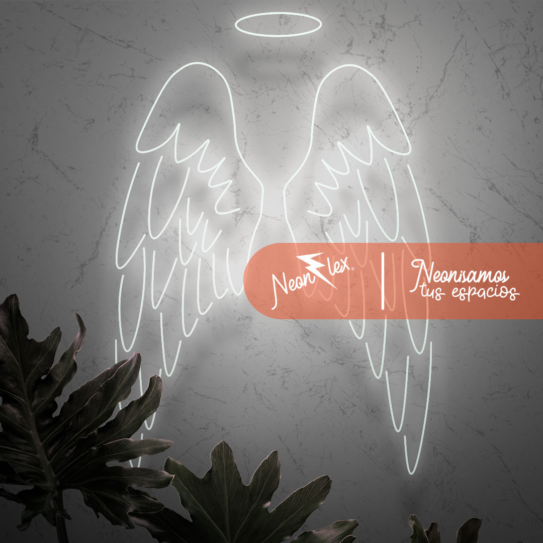 Alas Angelicales en neon 60x73 cm