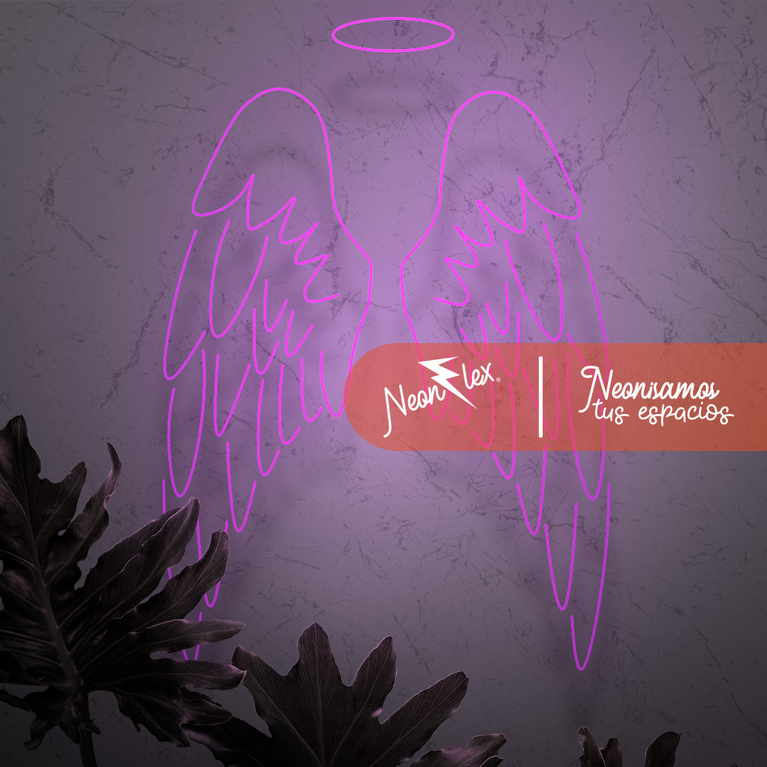 Alas Angelicales en neon 60x73 cm