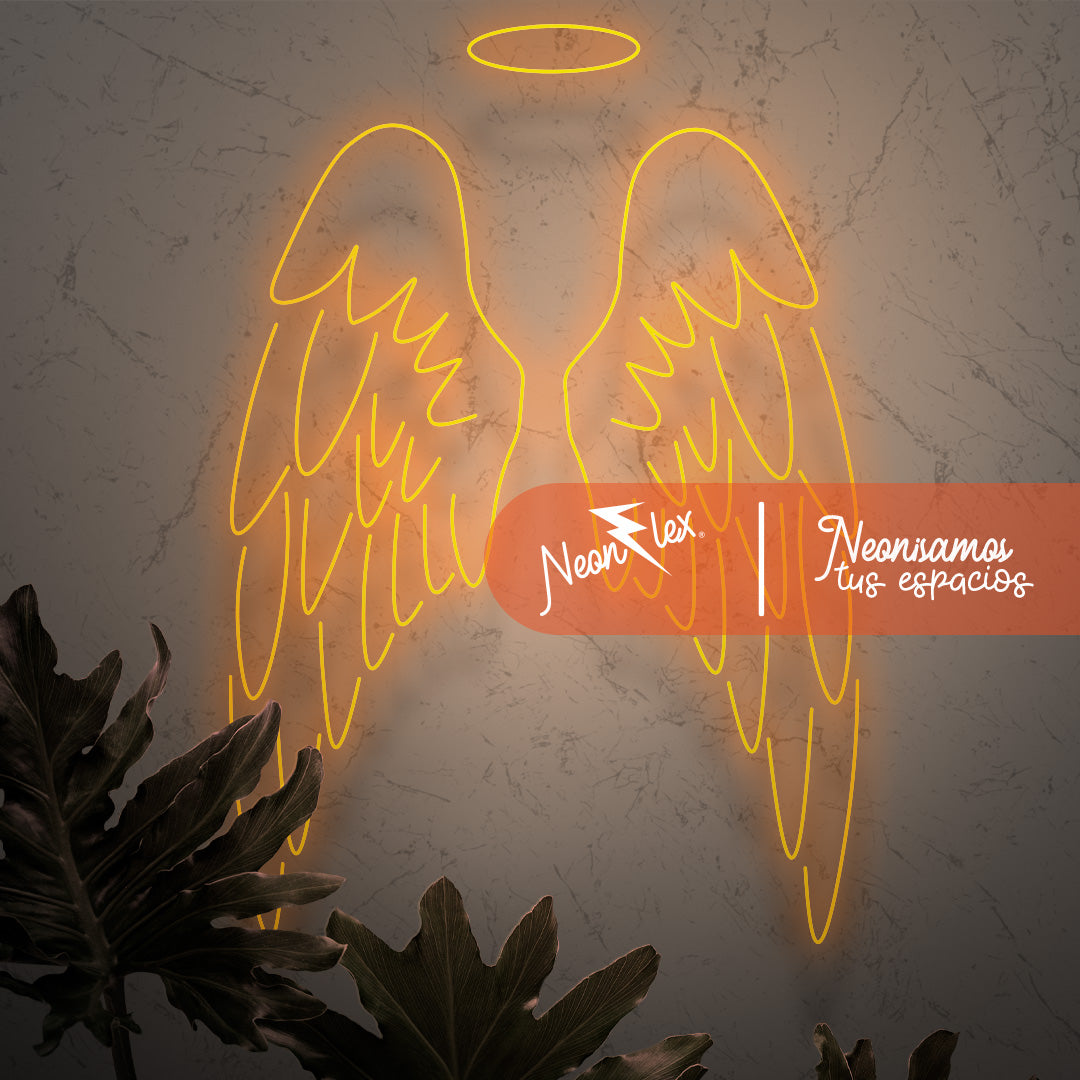 Alas Angelicales en neon 60x73 cm